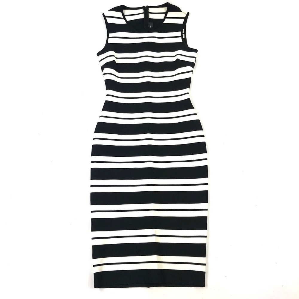 St. John Striped Bodycon Stretch Knee Length Dress Size 2